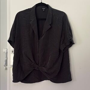 Express Charcoal Button-Up Blouse